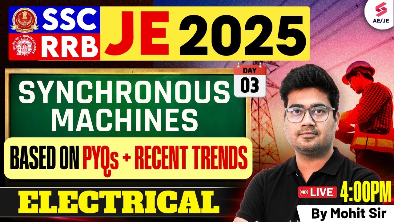 Synchronous Machines for SSC JE/ RRB JE 2025 | SSC JE/ RRB JE Electrical Classes by Mohit Sir