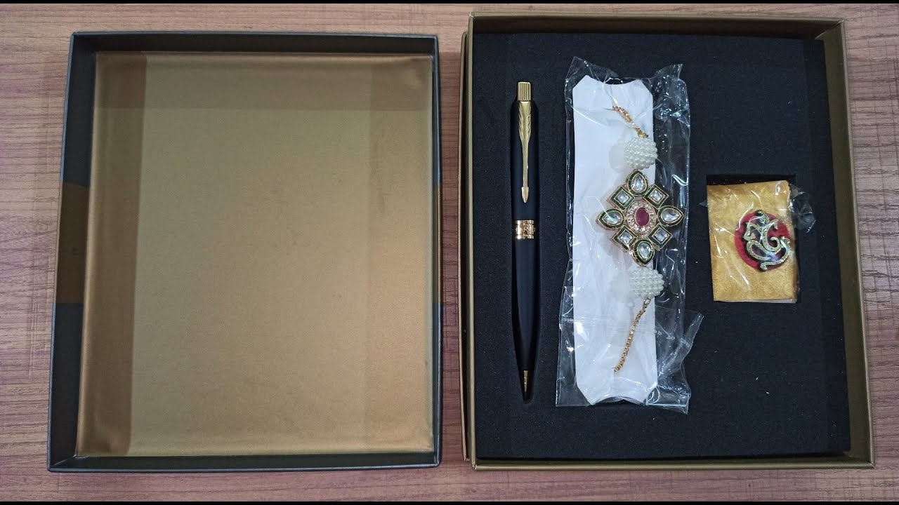 Raksha Bandhan Special Parker Aster Matte Black Gold Trim Ball Pen | MRP Rs. 1200 only