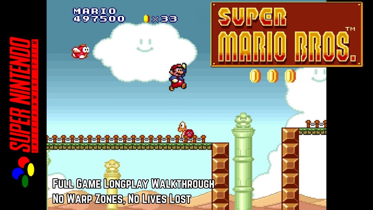 Super Mario Bros. Remake (SNES) – Full Longplay Walkthrough | Super Mario All-Stars 1993
