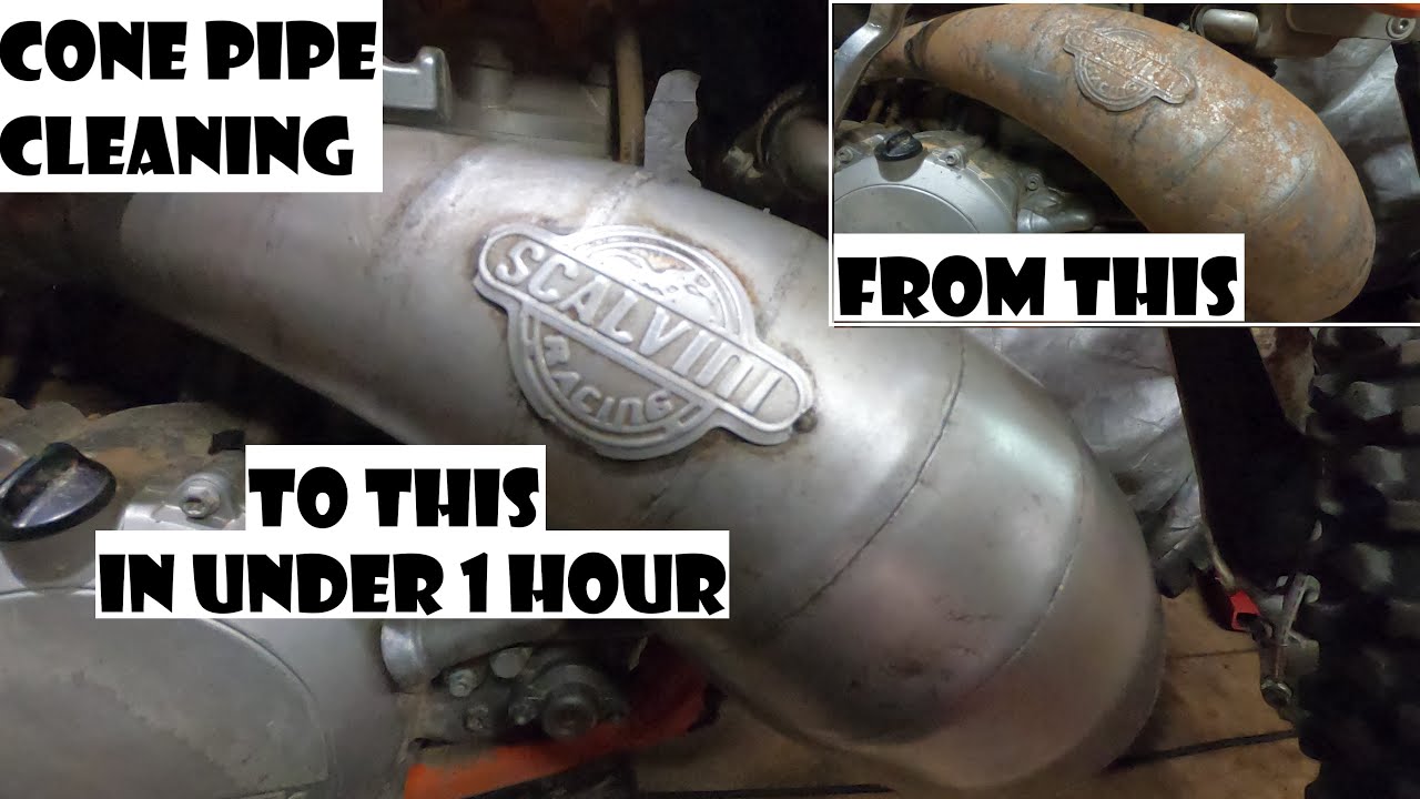 How to clean a 2 stroke cone pipe exhaust from rust in under 1 hour, step to step tutorial