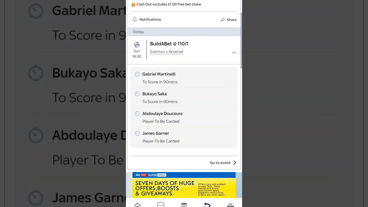 SkyBet...Free &pound;1 Bet Builder. Tell Me Yours In The Comments Below.
