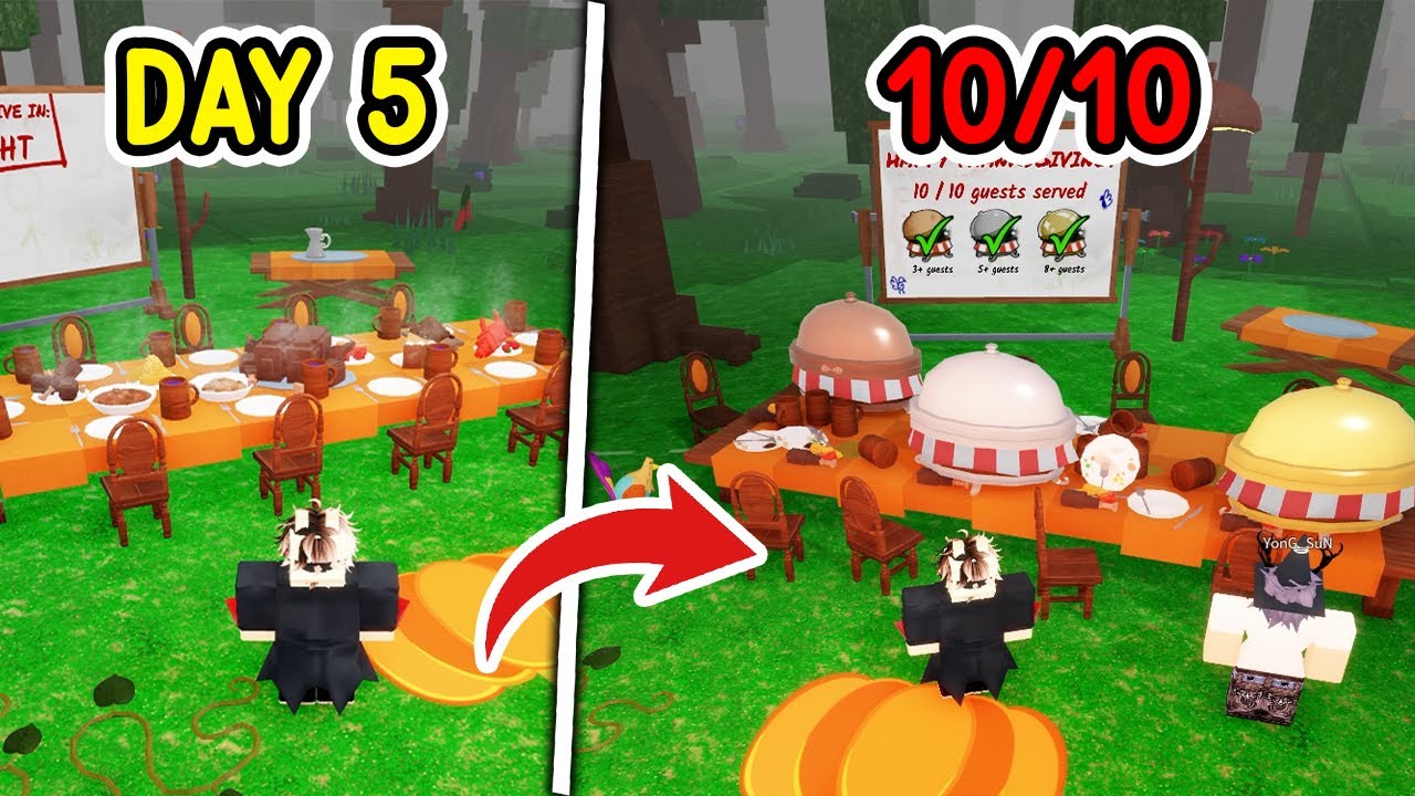 เสิร์ฟอาหาร 10จาน ก่อนถึงวันที่5 เควสจบใน30นาที | Roblox 99คืนในป่า
