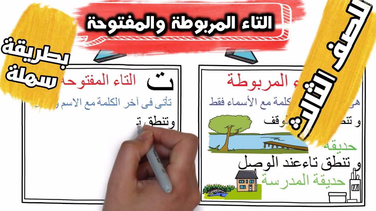 التاء المربوطة والتاء المفتوحة للصف الثانى والثالث الابتدائى -فرق التاء المربوطة والمفتوحة بسهولة