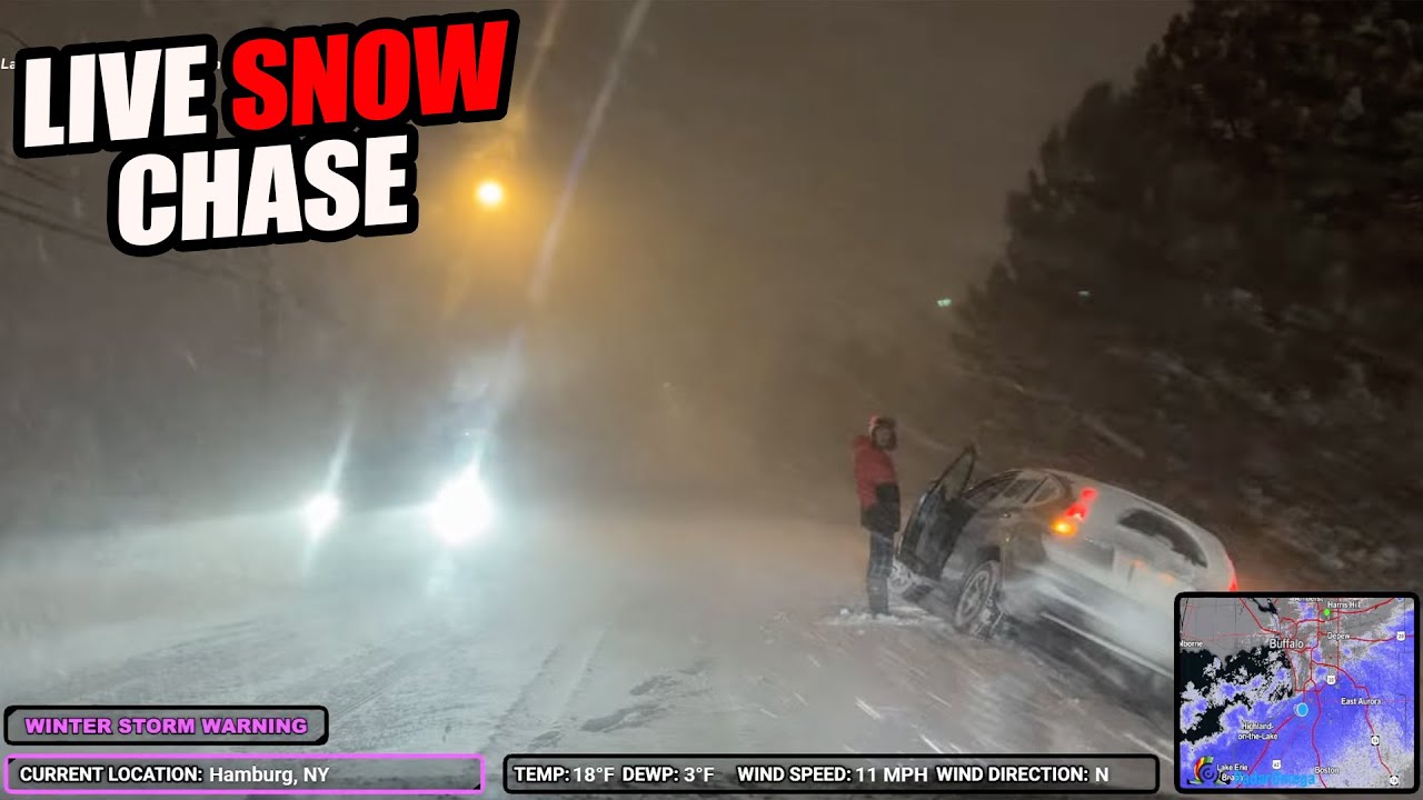 LIVE New York Storm Chaser | BUFFALO Lake Effect Chase | Whiteout Conditions