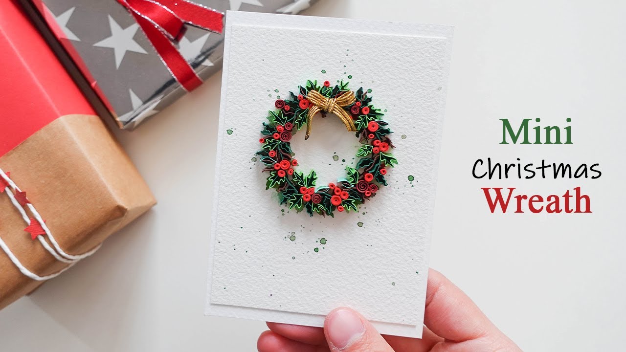 🎀 Tutorial Paper Quilling Christmas Wreath Card - Mini Art
