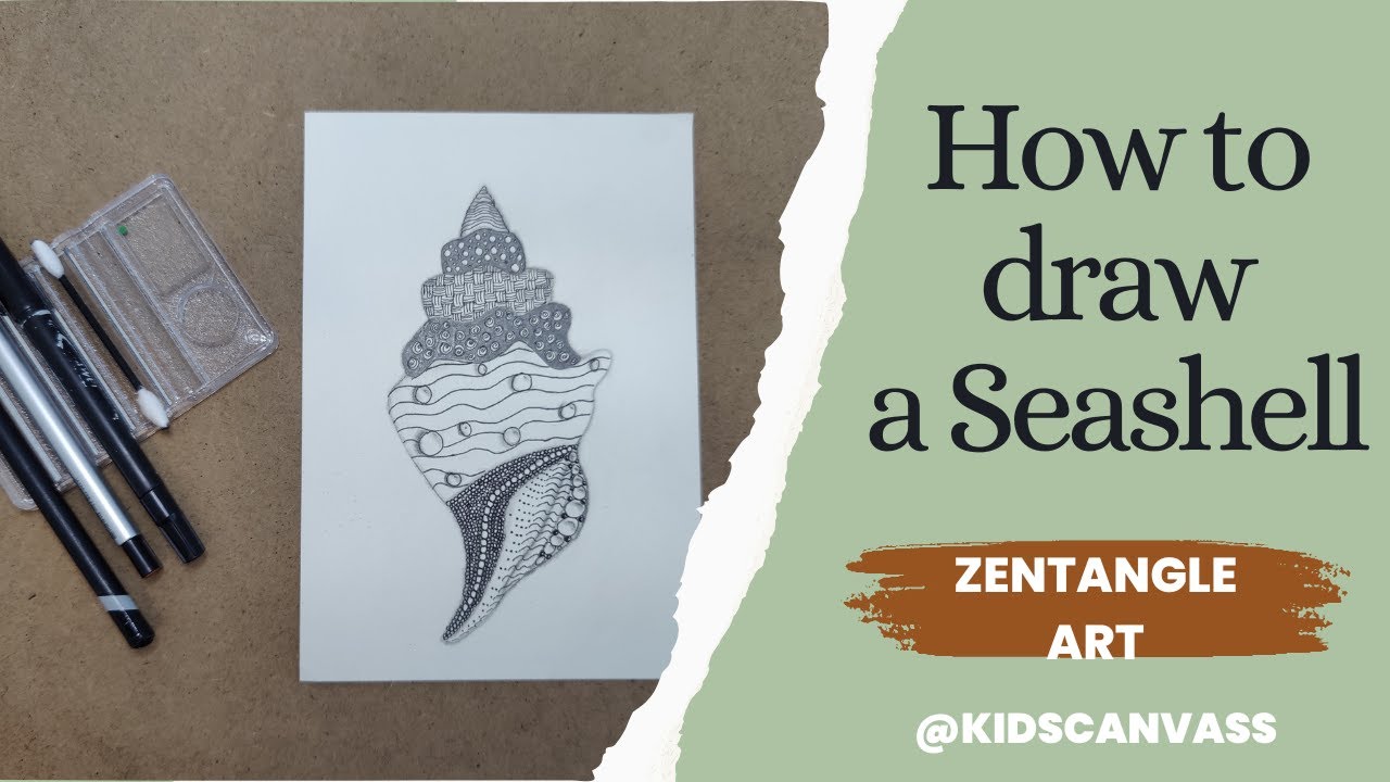 Easy Seashell Drawing for Beginners || Easy Zentangle Art || Step by Step Drawing of a Seashell