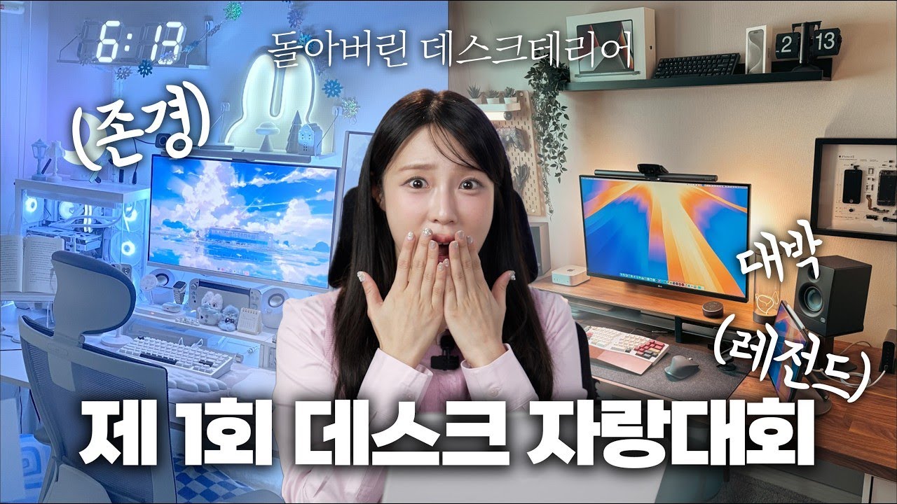 레전드 방청소 자극 영상ㅋㅋ 제1회 구독자 데스크테리어 자랑대회!! 테크유튜버 구독자들 수준..(positive)