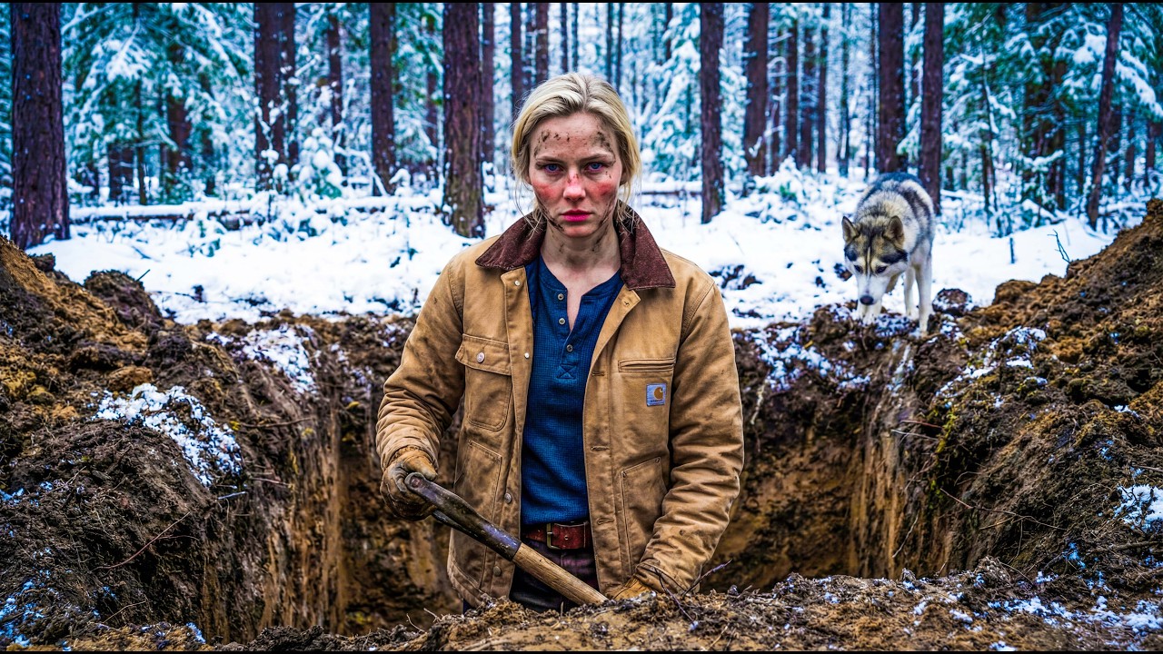 I Built a SECRET DUGOUT Underground in the Forest  — Solo Girl Bushcraft & Husky — No Talking ASMR