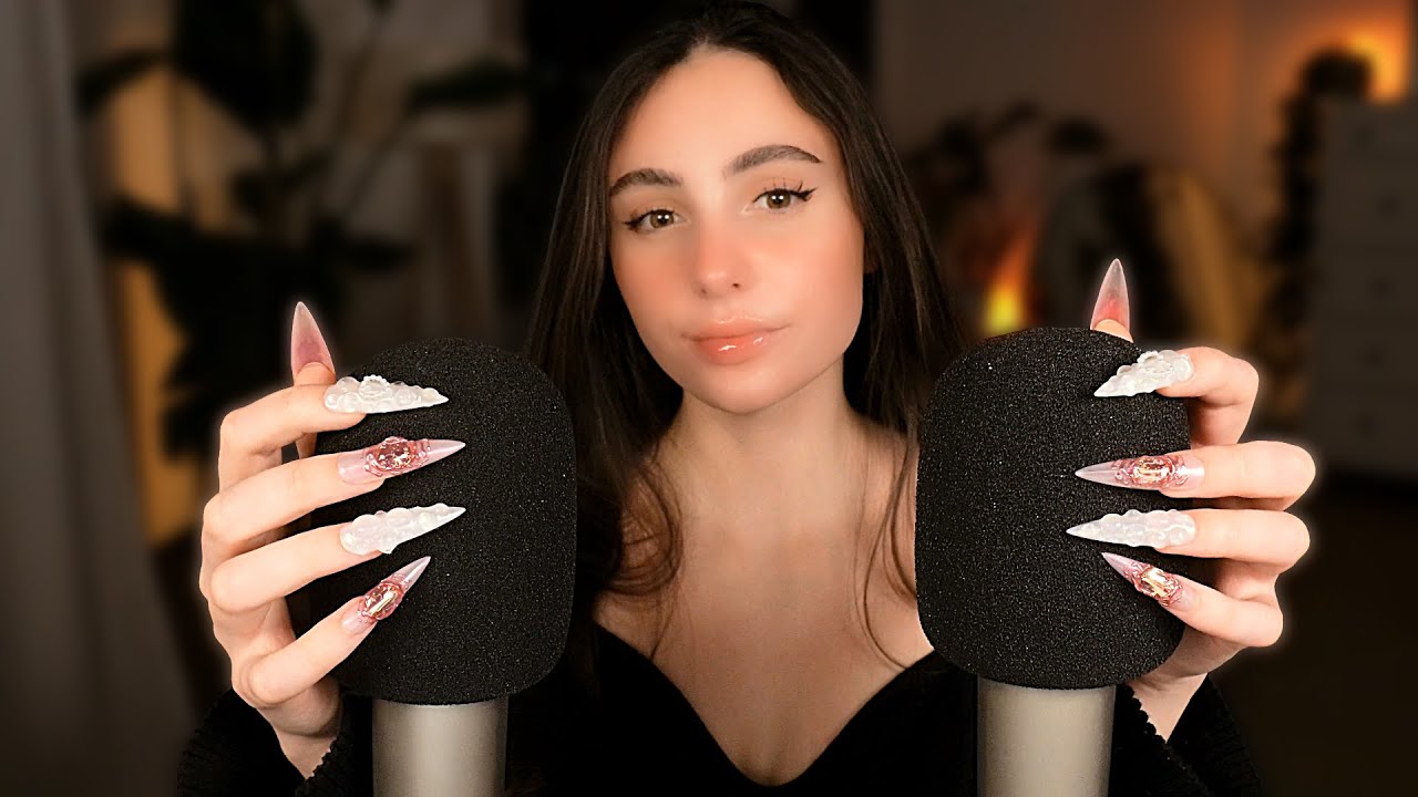 ASMR 1h deep Mic Scratching 🎙️ with 2 Mics and long Nails 💅🏼 NO TALKING 🤫 INTENSE BRAIN MASSAGE 💆‍♀️