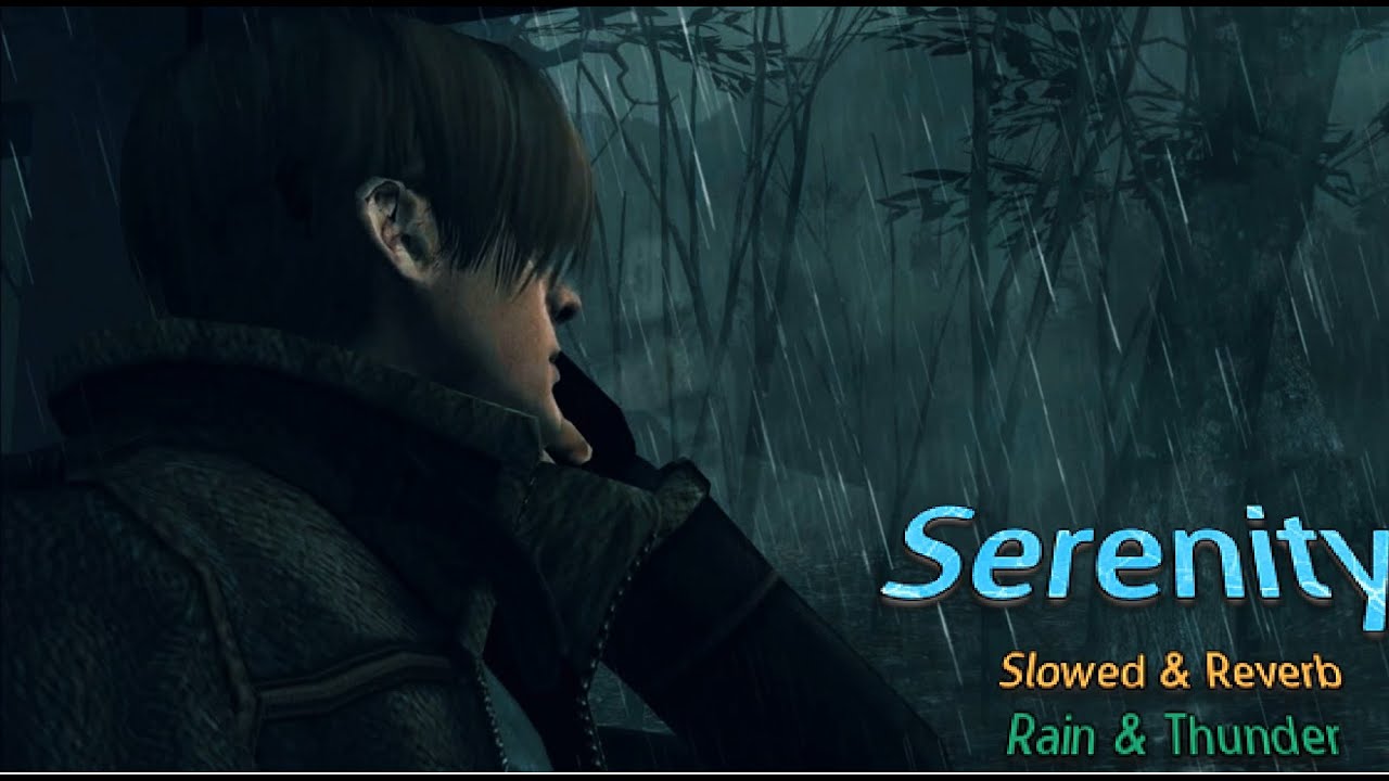 Serenity (Slowed + Reverbed) | Resident Evil 4 | One Hour Calm Music with Rain & Thunder