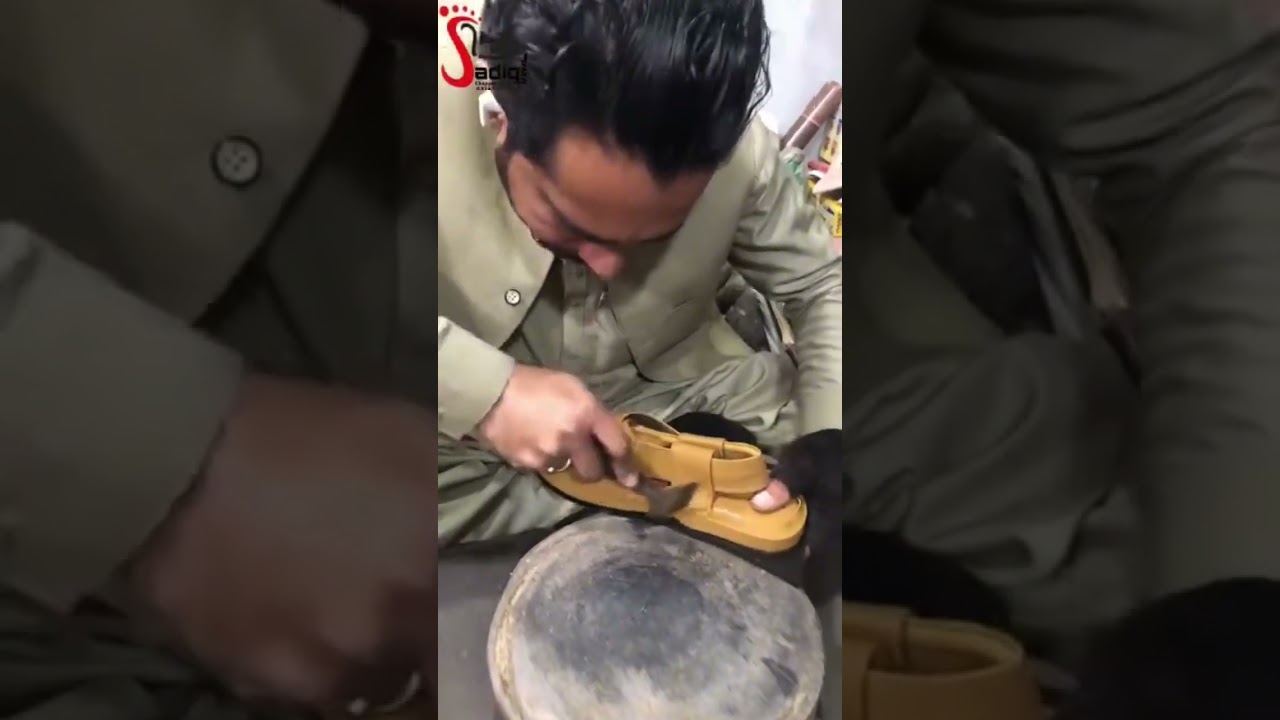 Pashwari chappal making...at sadiq shoes#pashto #shoes 
