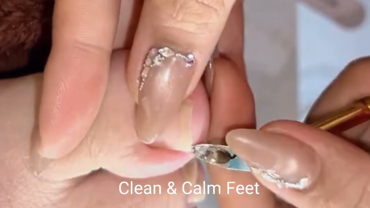 Cute nails satisfying pedicure 