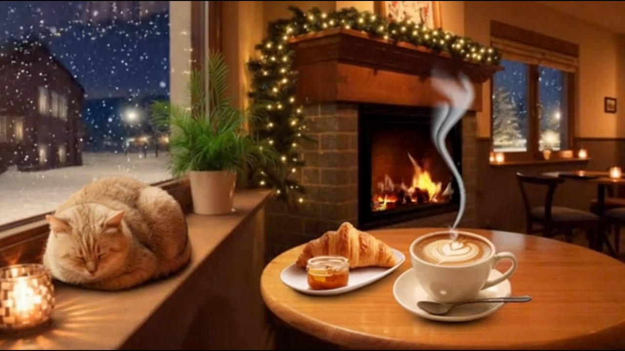Winter Café Ambience: Cat, Coffee & Soft Jazz