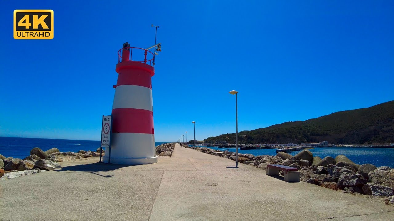 Lighthouse Sesimbra Walk, Portugal【4K UHD】