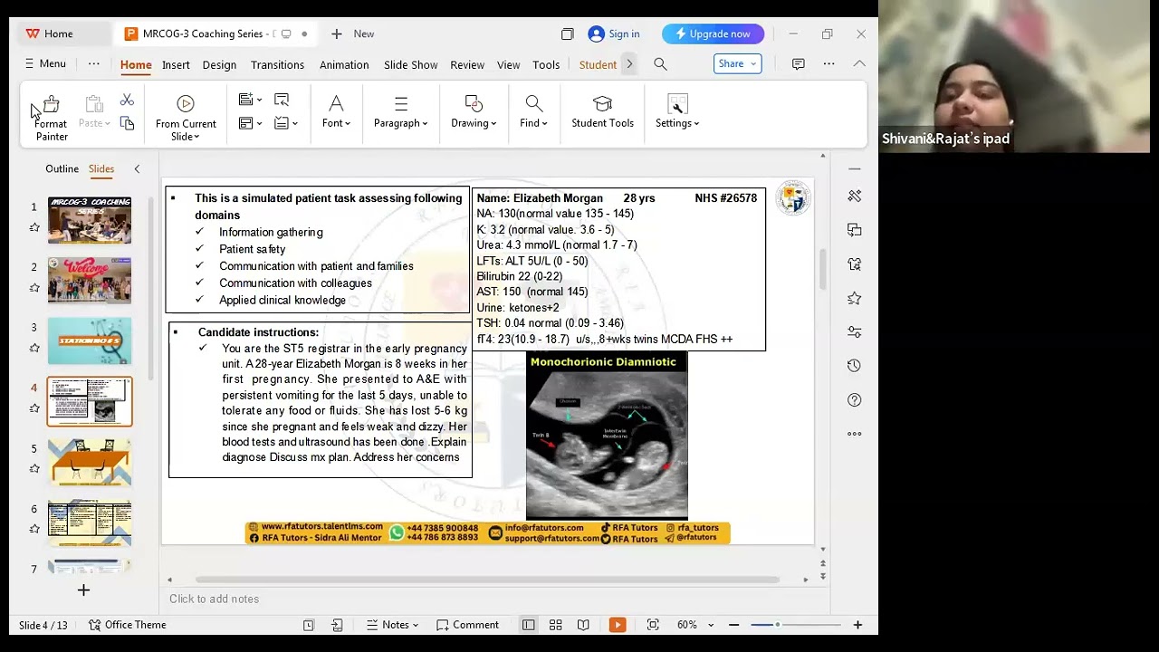 Hyperemesis with twin MRCOG 3 COACHING SESSION