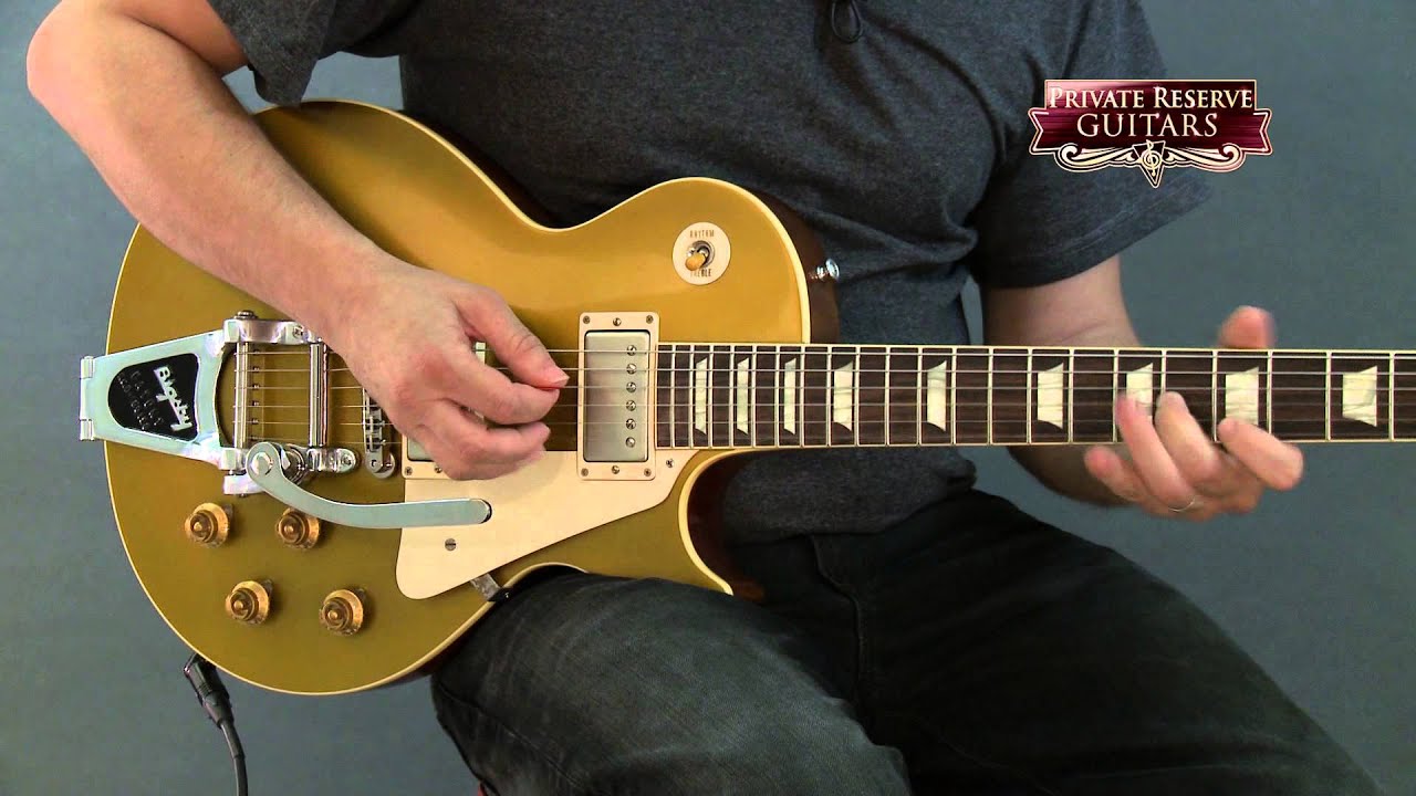 Gibson Custom 1957 Les Paul Reissue VOS Electric Guitar with Bigsby Antique Gold