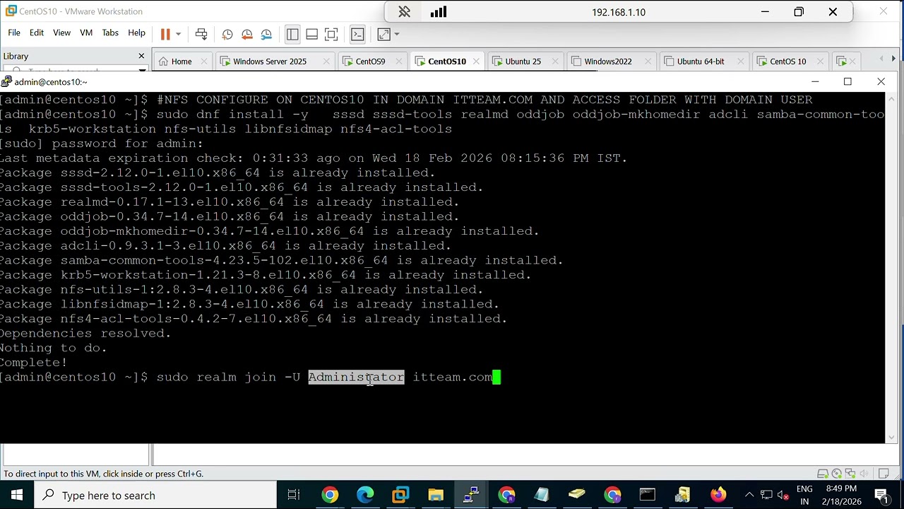 NFS Server configure on CentOS 10 In Active Directory Part 1
