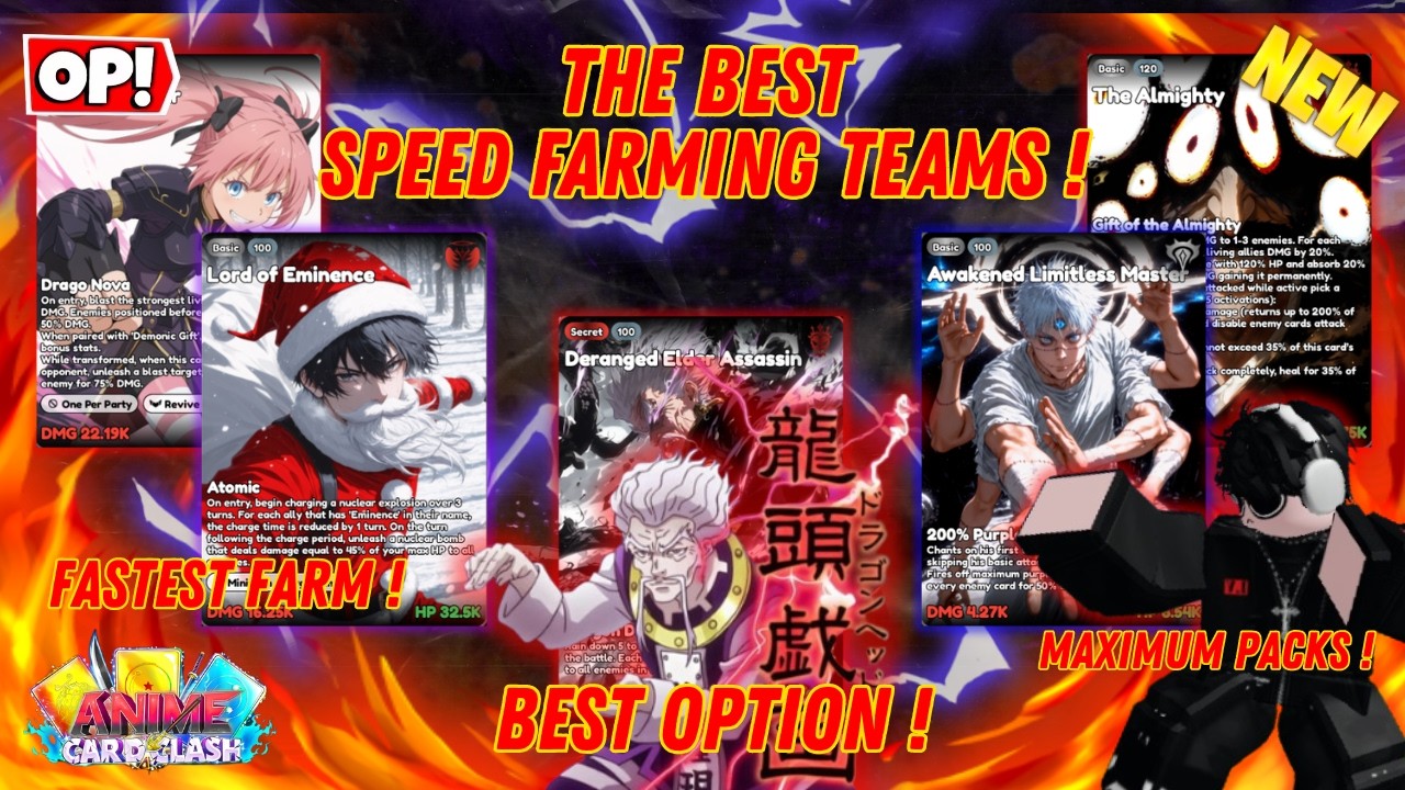 ALL THE BEST Speed Farming Teams In Anime Card Clash! FASTEST Clears! (Roblox)