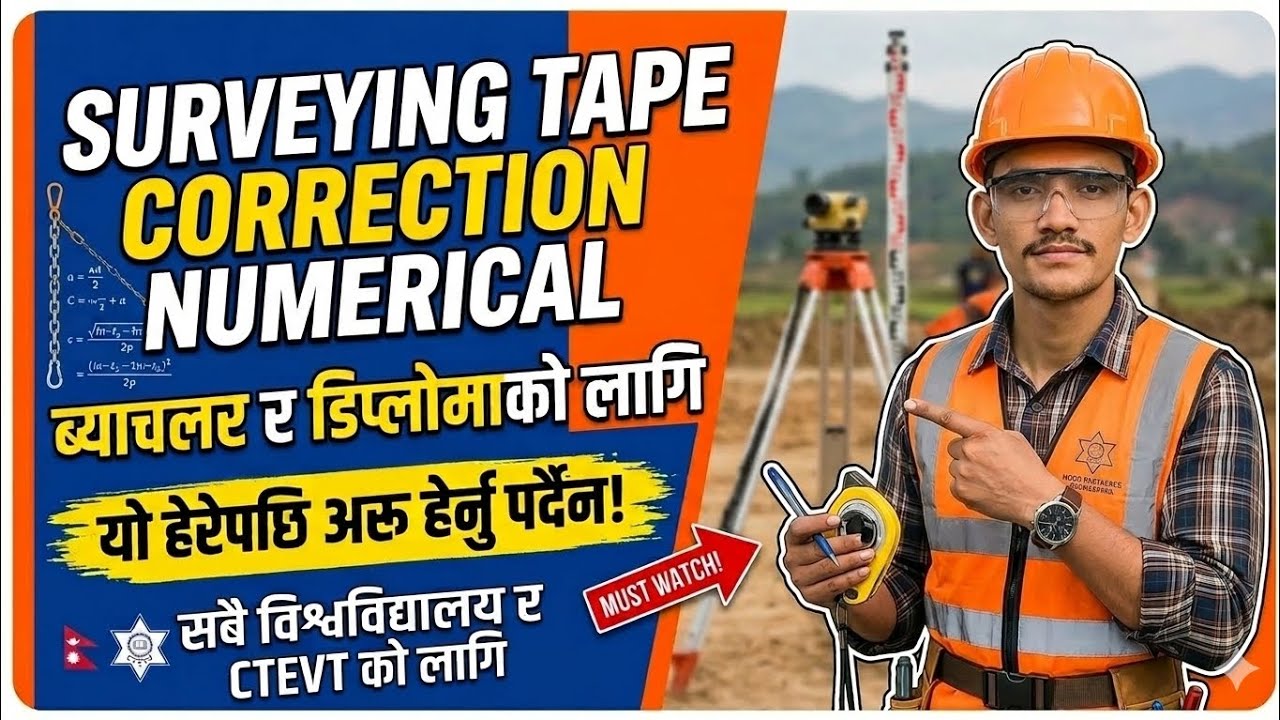 Tape Correction Numerical / Chaining / Survey 