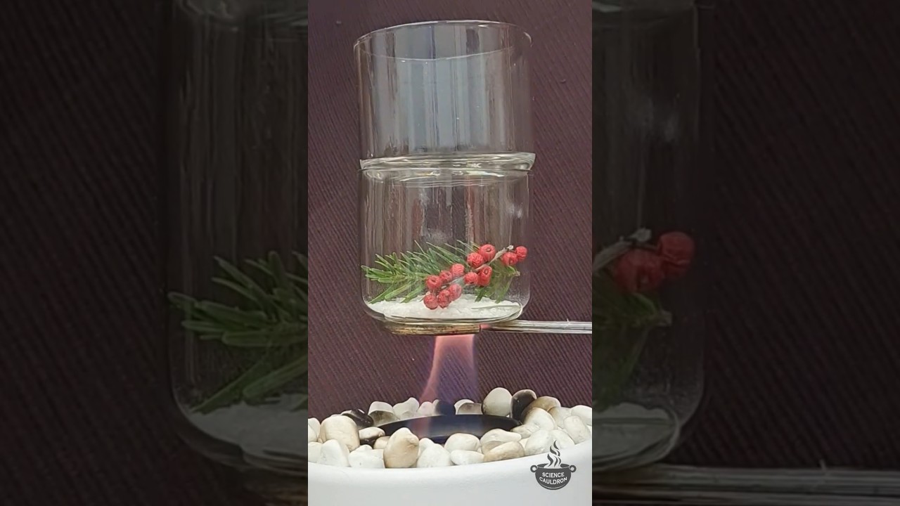Возгонка бензойной кислоты - снегопад в колбе #химия #эксперимент #возгонка #химическийопыт #наука