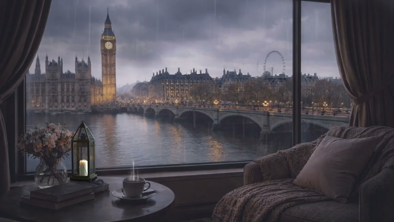 You are in your London apartment, on a rainy day 💂⛈️ | London Rain Ambience