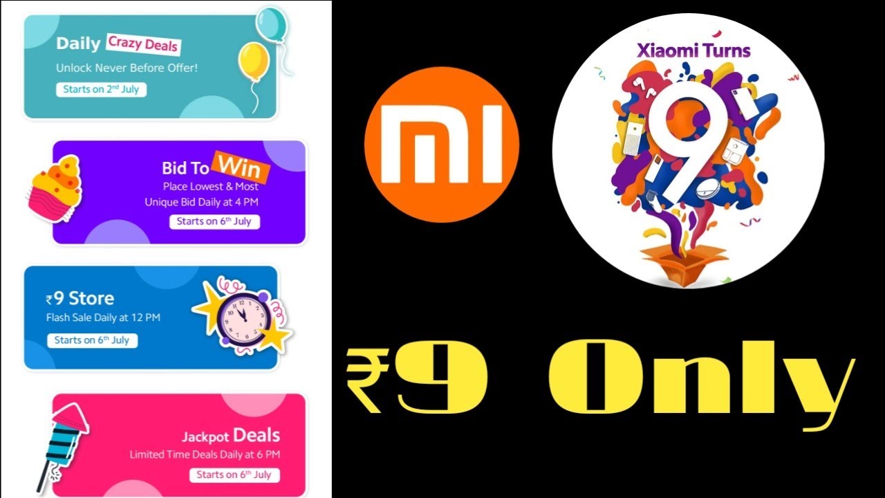 Mi.com ₹9 Flash sale loot.New Free Shopping offers. ₹0 Free products