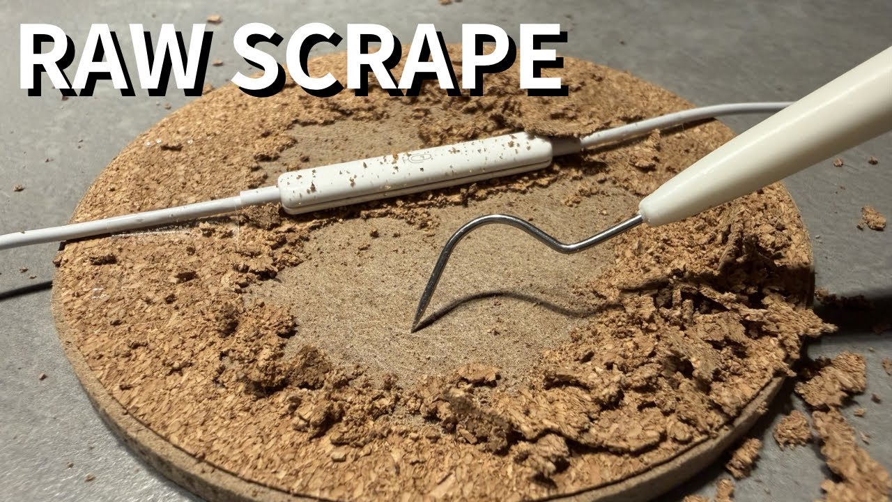 Cork Coaster Scraping Sounds (Sharp Dental Tool) Earphone Mic ASMR