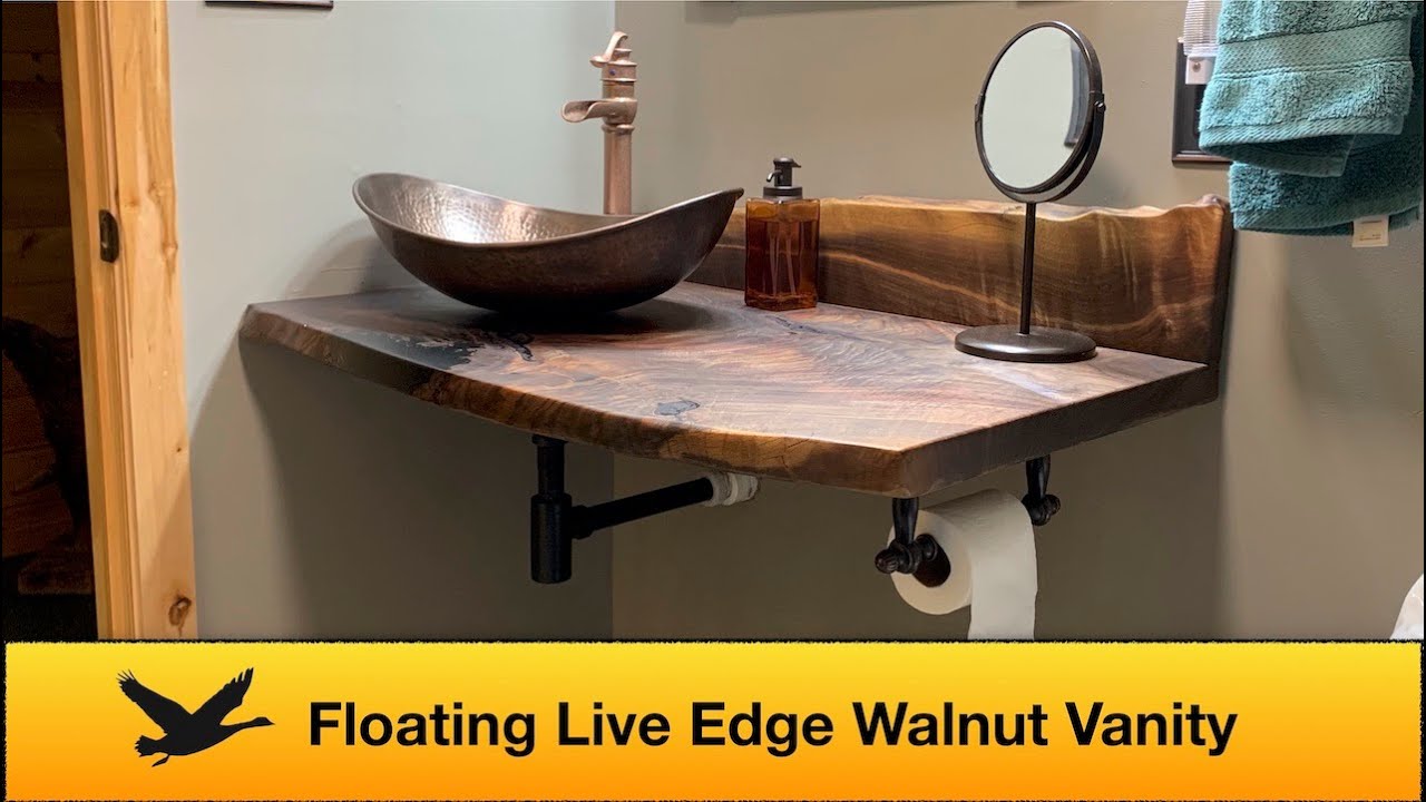 Floating Live Edge Vanity - with homemade brackets.