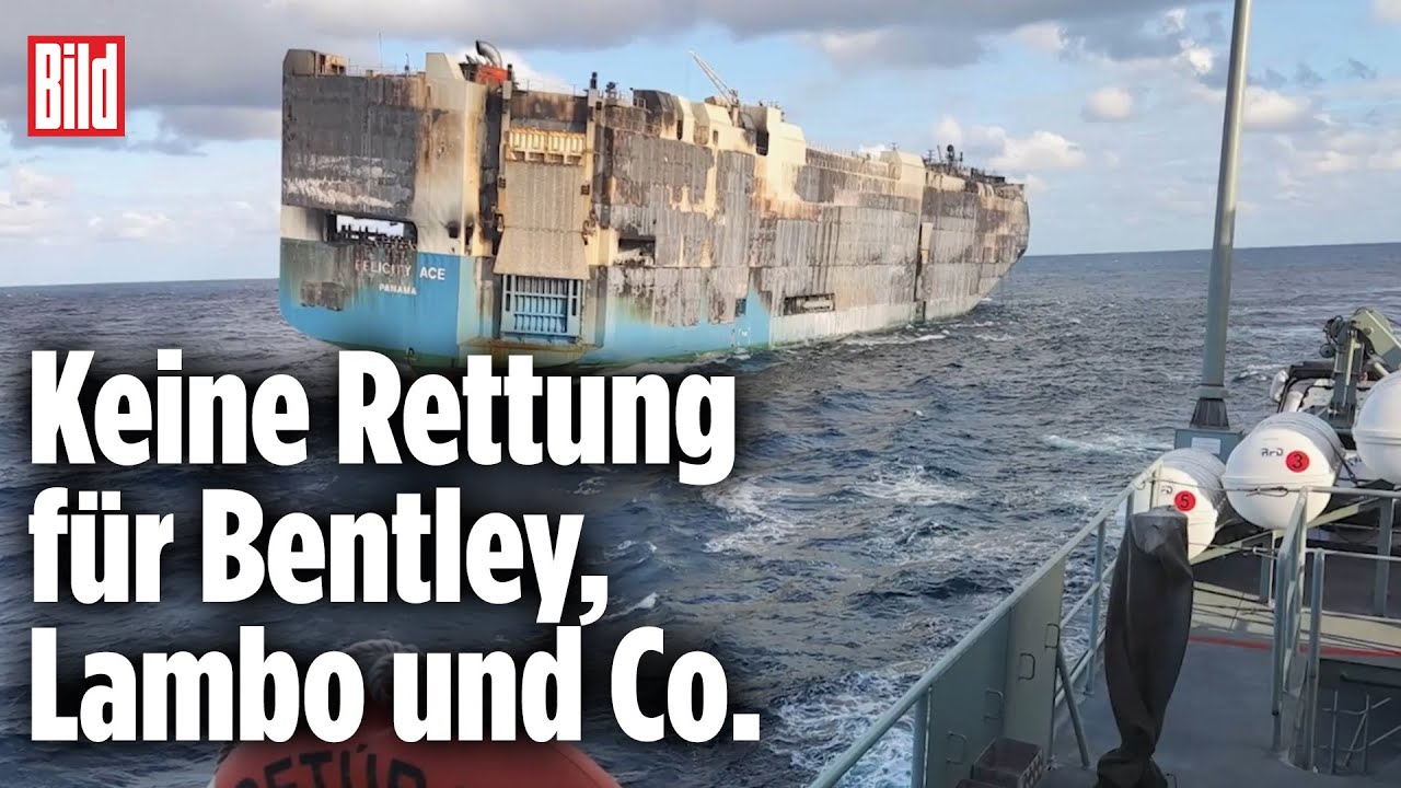 Brand auf Frachter: 4000 Luxus-Autos versinken im Atlantik | Portugiesische Marine