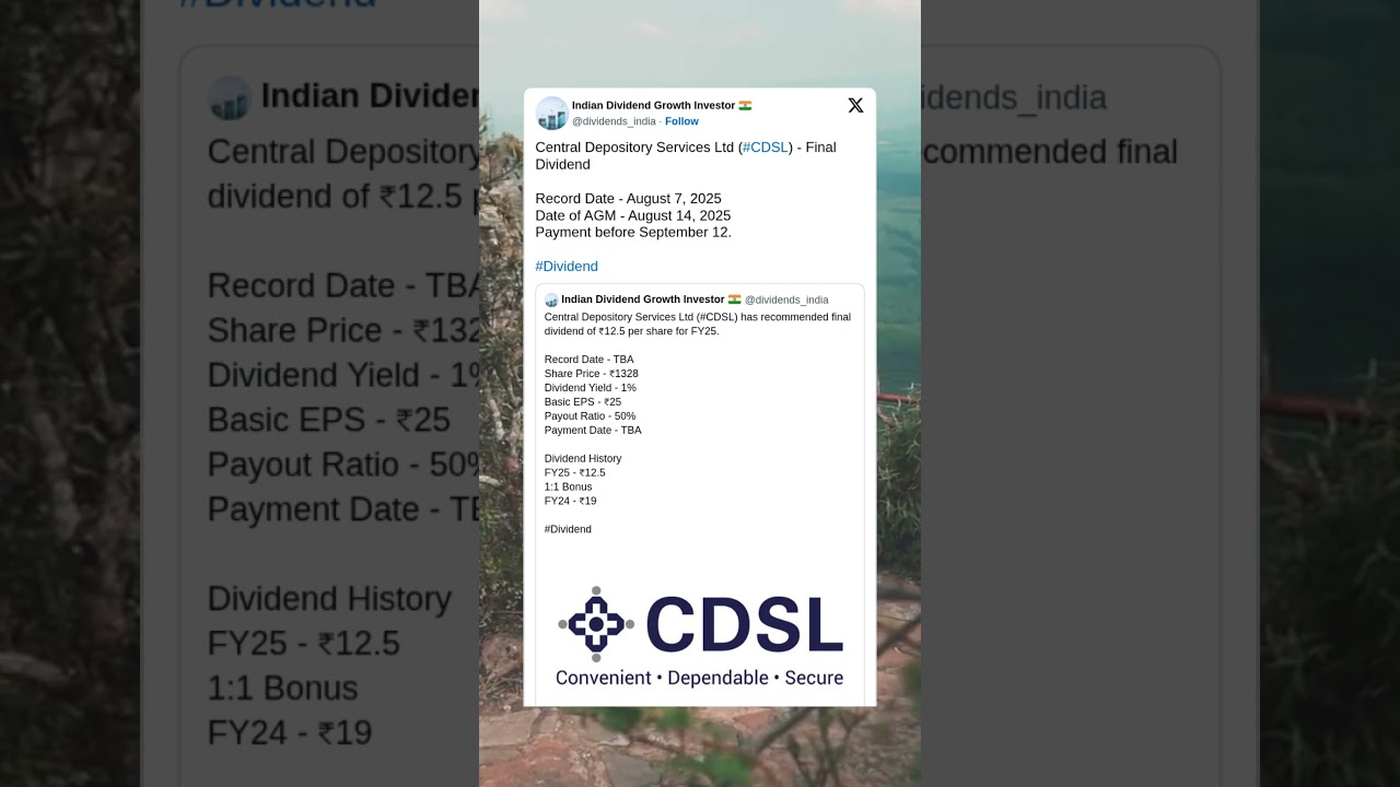 Central Depository Services Ltd has fixed Record Date for Final Dividend of FY25. 