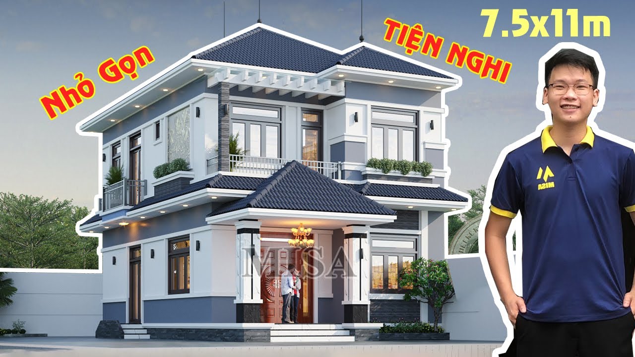 Mẫu nhà mái Nhật nhỏ gọn 7.5x11m thiết kế phòng thờ tầng 1 siêu đẹp
