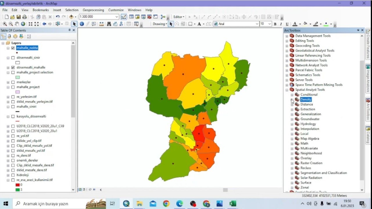 18- Nüfus yoğunluğu haritası- TÜİK Mahalle Nüfusu (arcgis kernel density)