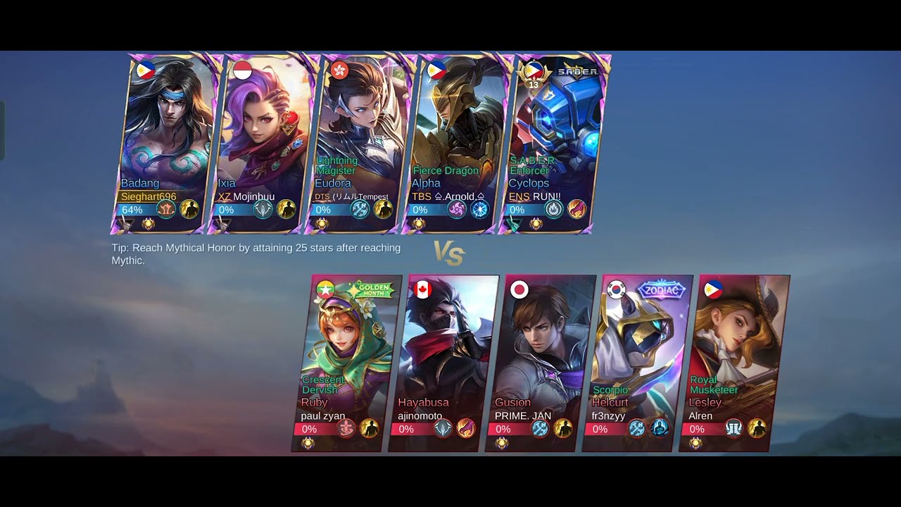 Mobile legends ranked match