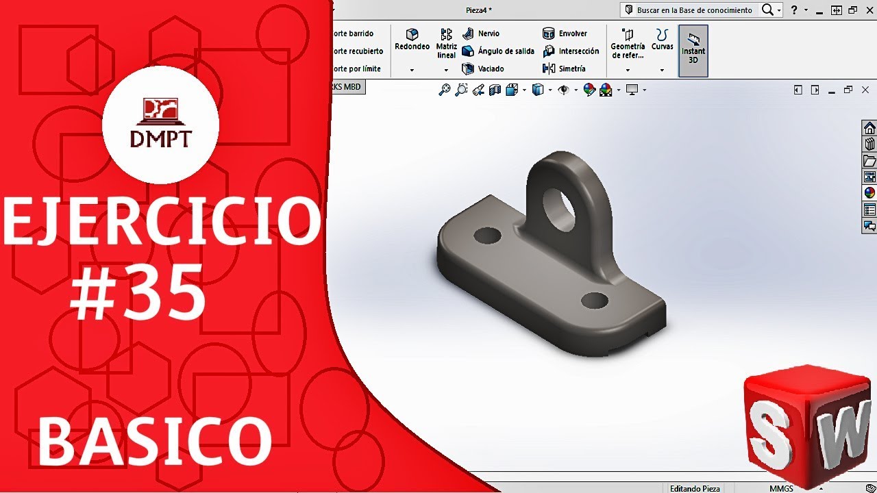 Ejercicio #35 en SOLIDWORKS nivel basico 🔧tope de alimentacion /Exercise #35 SOLIDWORKS basic level