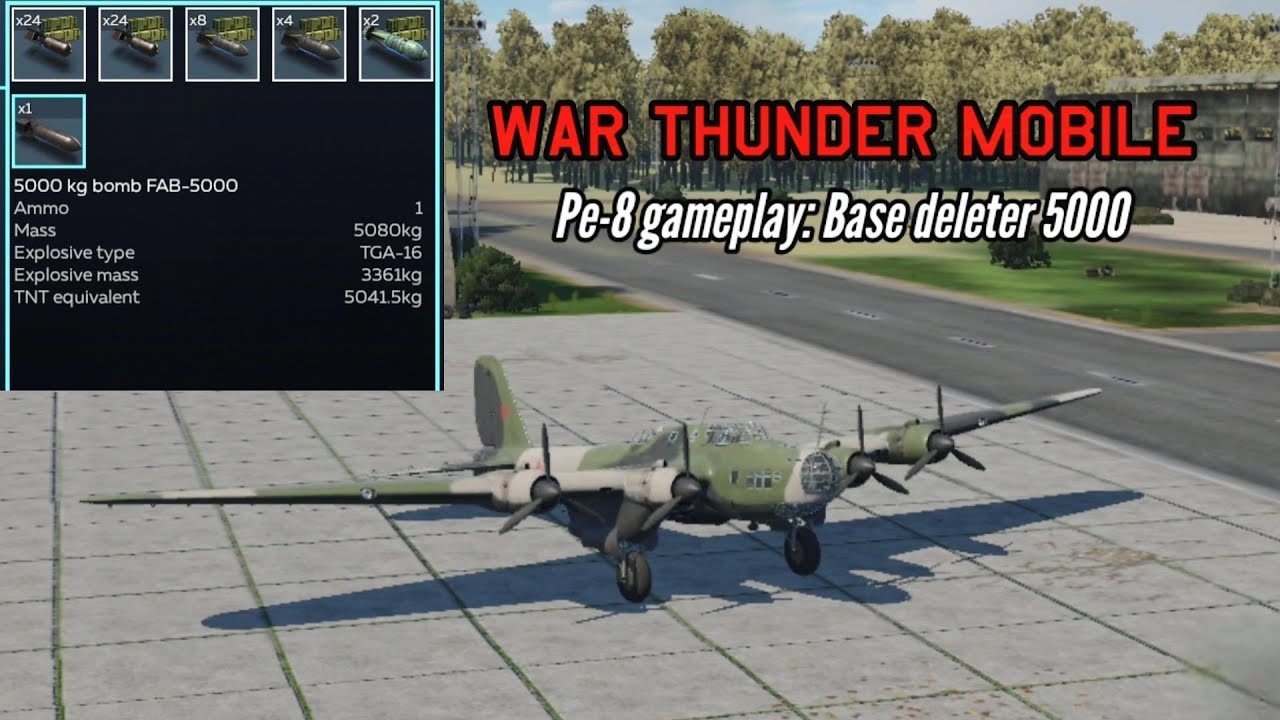 Pe-8 gameplay: 5000kg bombs instantly delete bases - War Thunder Mobile