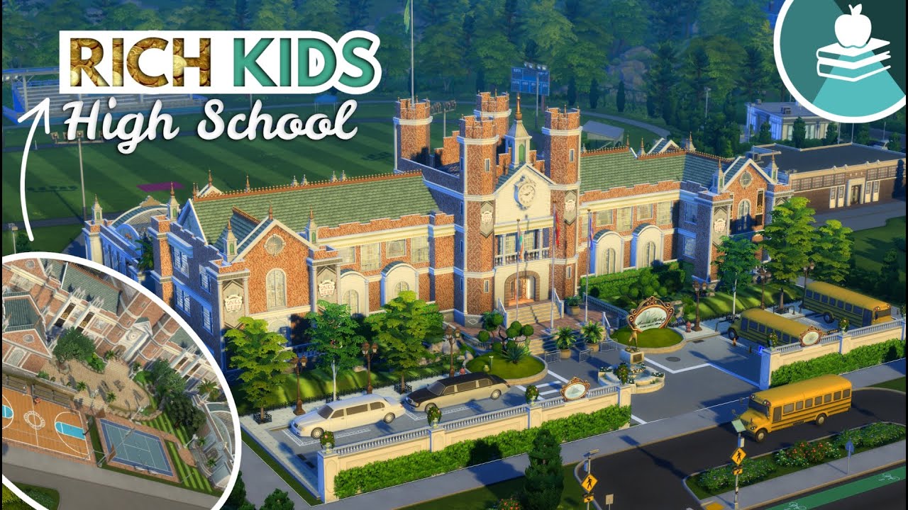 I built a high school in the sims 4 for RICH KIDS! | Sims 4 high school build | Speed Build [NOCC]