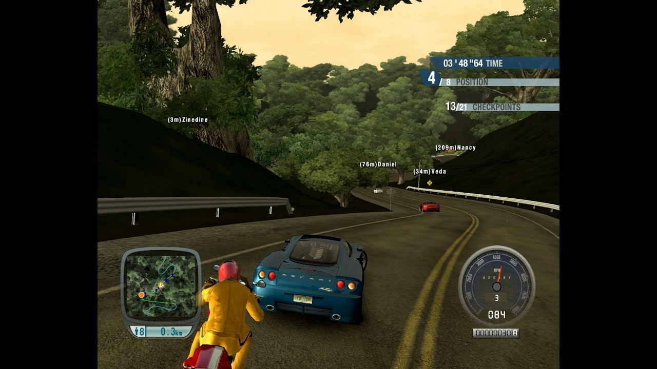 Testing faster AI mod for original TDU 1 gold, Azkari in mountain road. file link in description