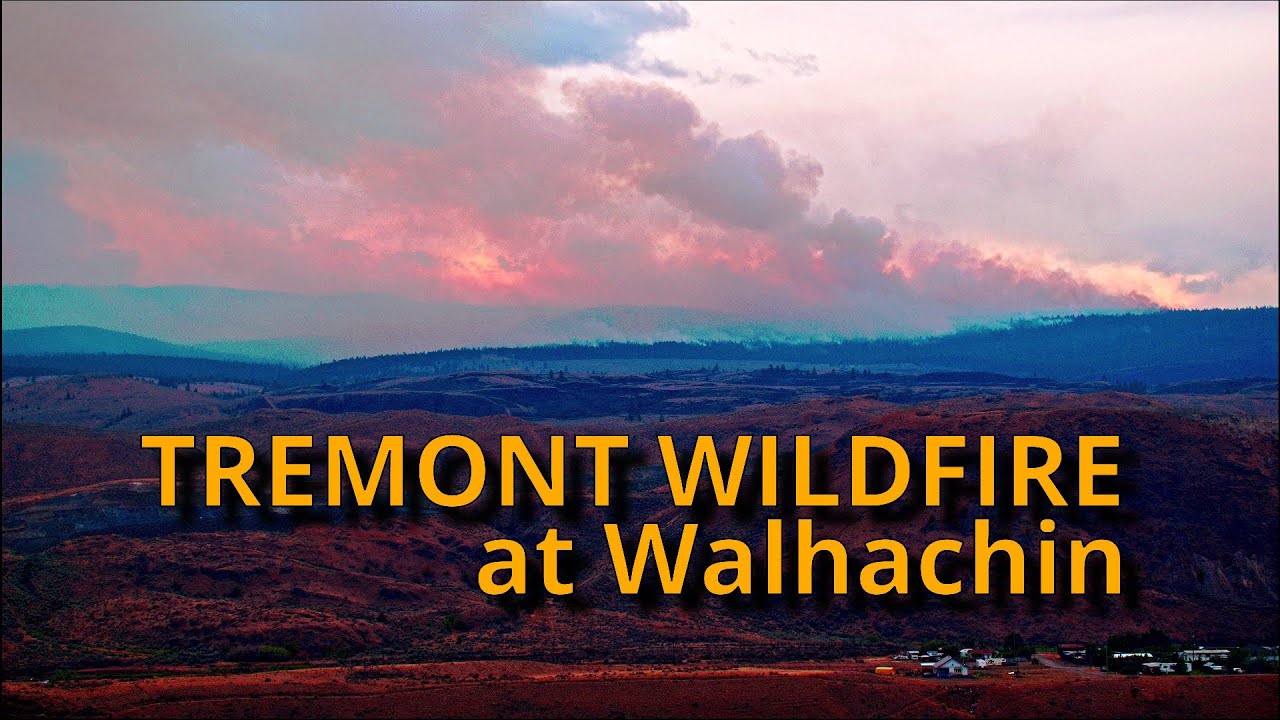 Tremont BC Wildfire Timelapse / Forest fire cresting mountain near Walhachin / Savona 2021 - 4K