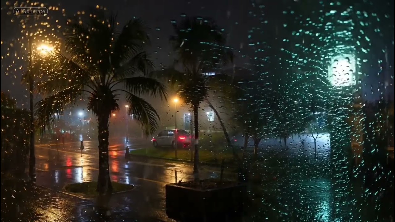 Miami Live-10 Hours of ambience rainfall making natural white noise to sleep better