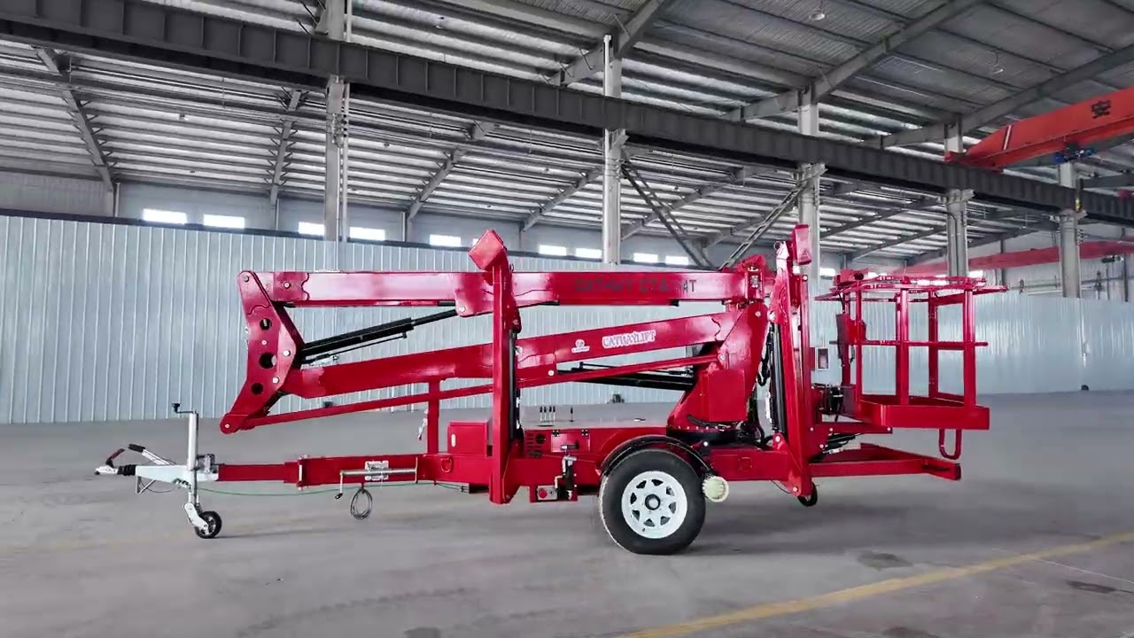 CATHAYLIFT engine power towable trailer cherry picker boom lift aerial working platform #cathaylift