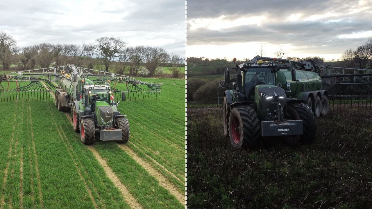 Epandage de lisier sur céréales avec un Fendt 828 et un Fendt 942 //ETA BANNIER//