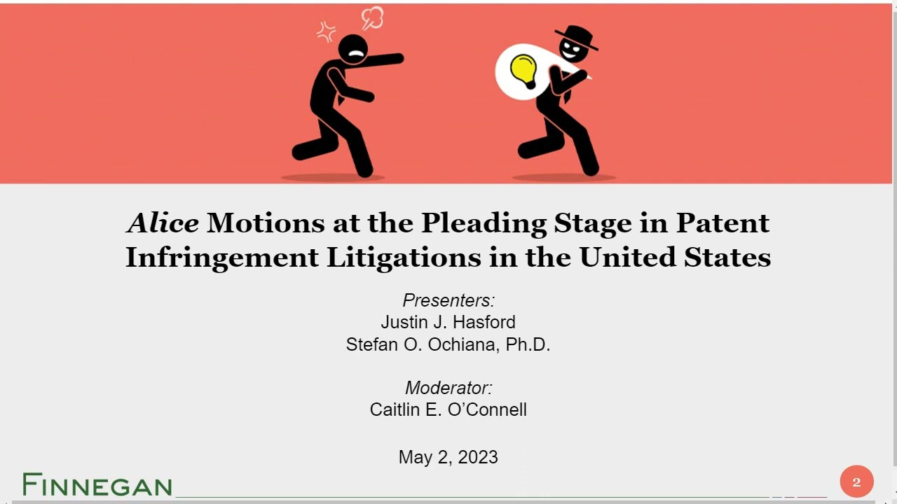 Alice Motions at the Pleading Stage in Patent Infringement Litigations in the United States