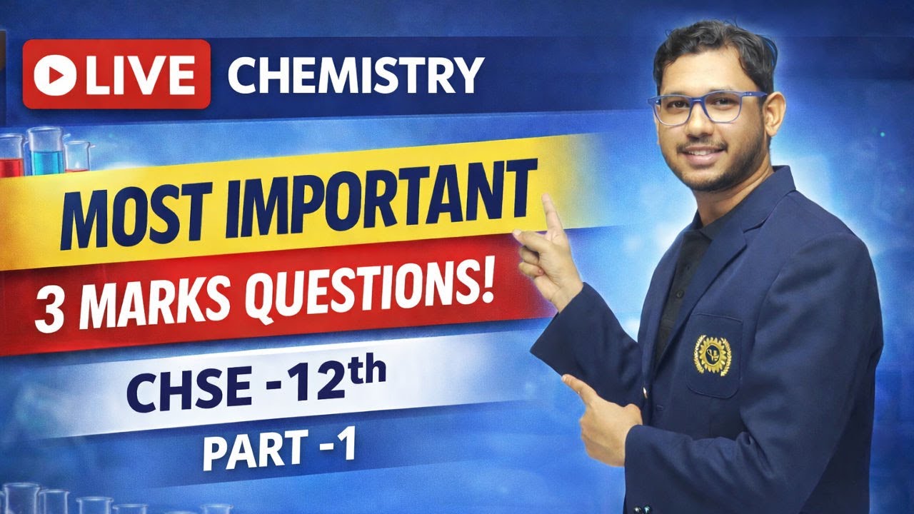 CHSE most important 3 marks questions for CHSE 🔥  Class 12 Chemistry 2026 | Sure Shot #chse
