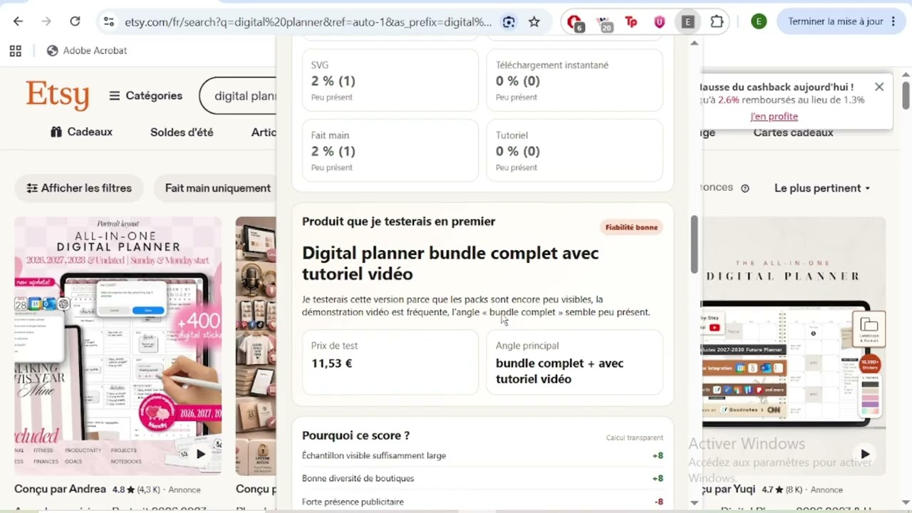 Trouver une niche rentable sur Etsy avec Etsy Market Radar | D&eacute;mo