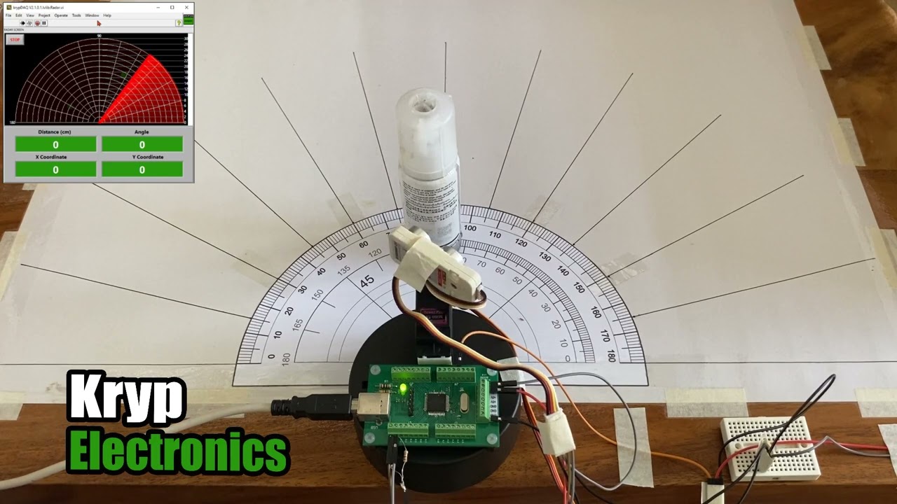 Building RADAR System In LabVIEW using Ultrasonic Sensor, Servo Motor & KrypDAQ USB Device