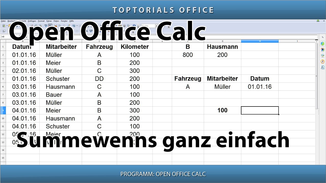 Summewenns ganz einfach (OpenOffice Calc)