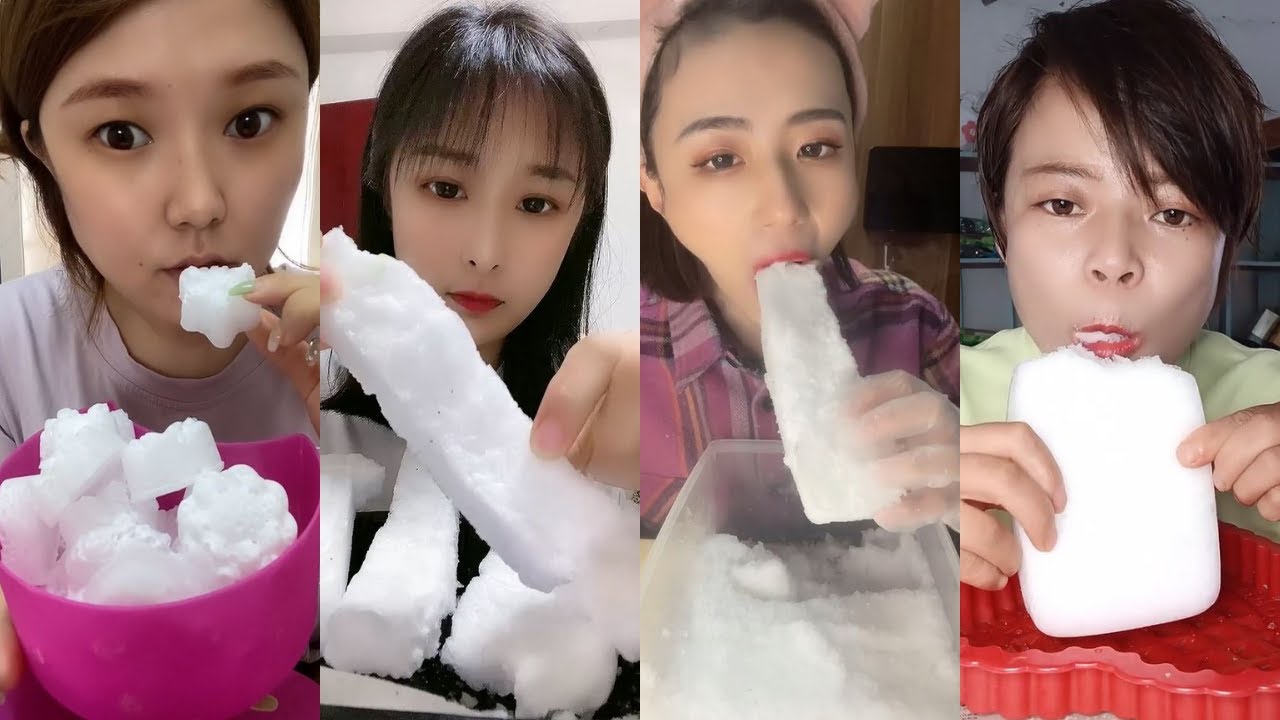 【ASMR】Refrozen Block Ice & Carbonated Ice Eating ❄️CRISPY & CRUNCHY SOUND SATISFYING MUKBANG
