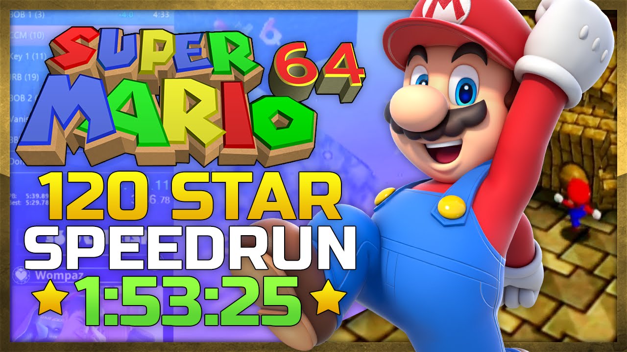 Super Mario 64 120 Star Speedrun in 1:53:25