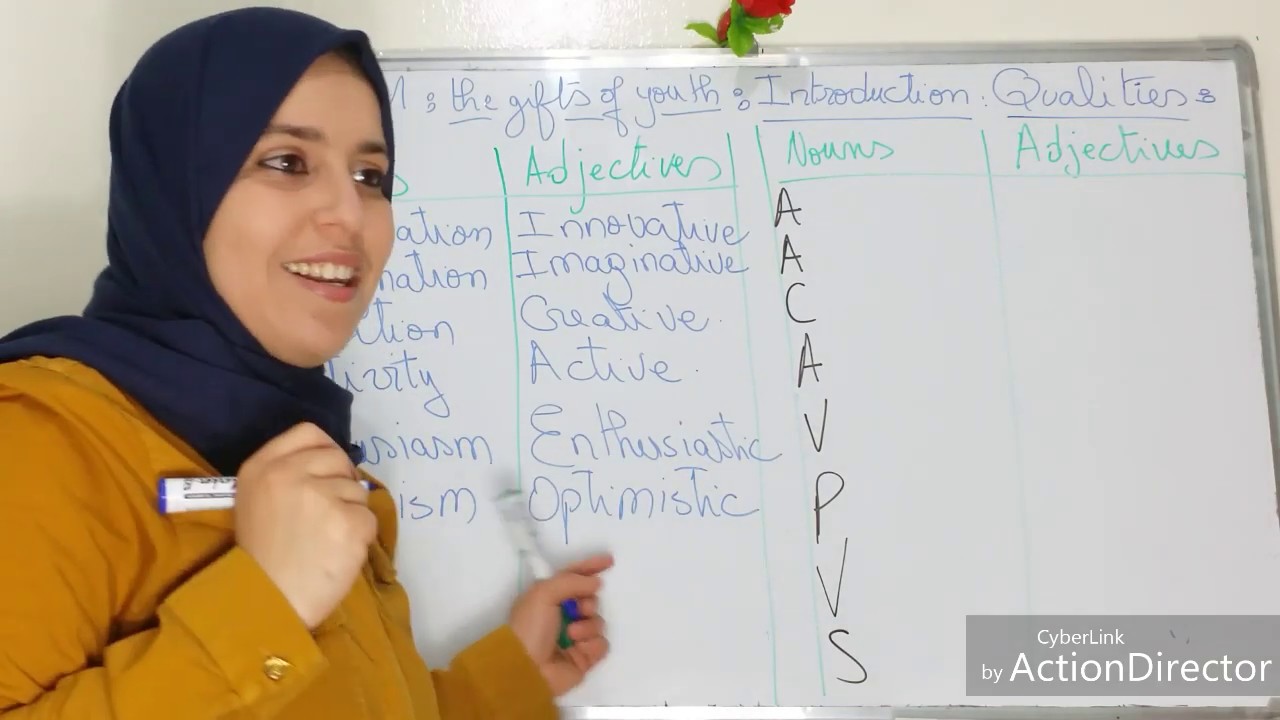 second year baccalaureate, Unit 1: The gifts of youth; vocabulary