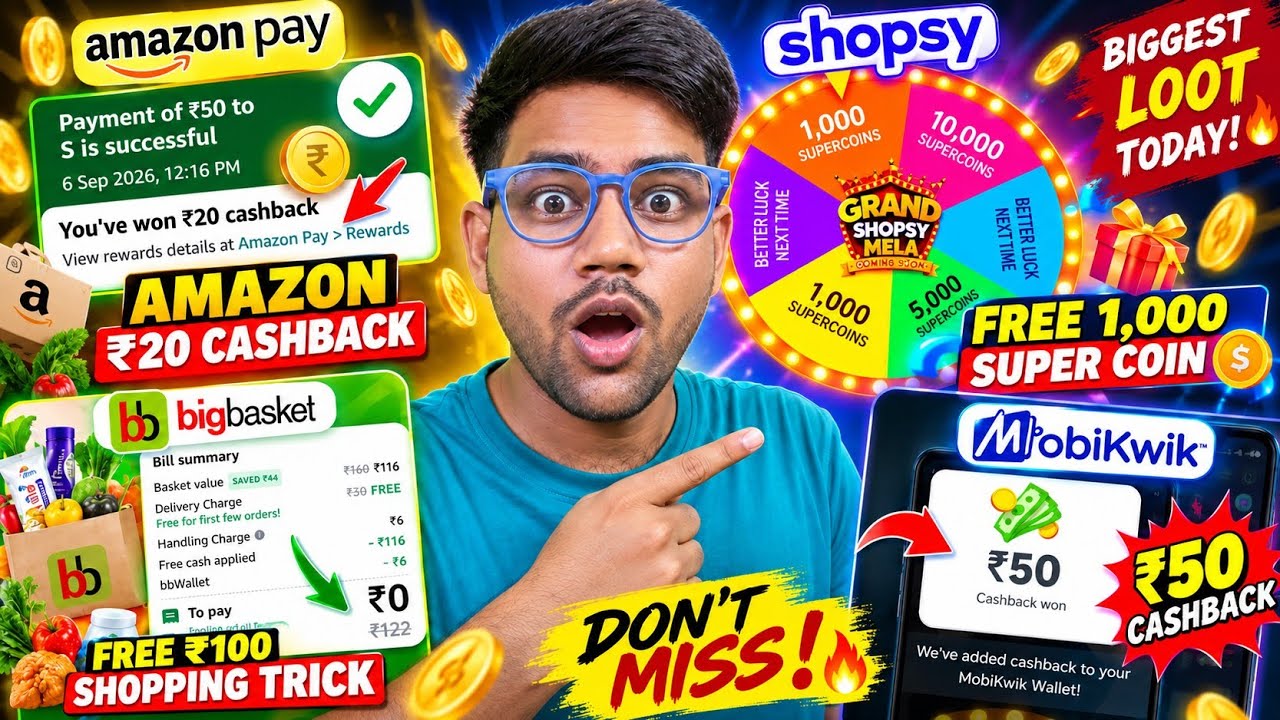 ₹170+ Ka Loot FREE?! 😱 Amazon, Shopsy, BigBasket & MobiKwik